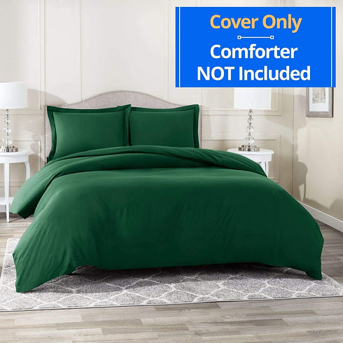 Nestl Dark Green Duvet Cover Full Size - Soft Full Size Duvet Cover Set, 3 Piece Double Brushed Duvet Cover with Button Closure, 1 Full Duvet Cover 80x90 inches and 2 Pillow Shams