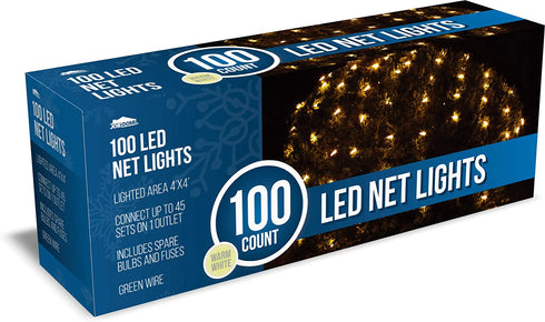 Joiedomi 100 LED Christmas Net Lights for Indoor & Outdoor Decorations, Christmas Events, Christmas Eve Night Decor, Christmas Tree, Bushes (Warm White)