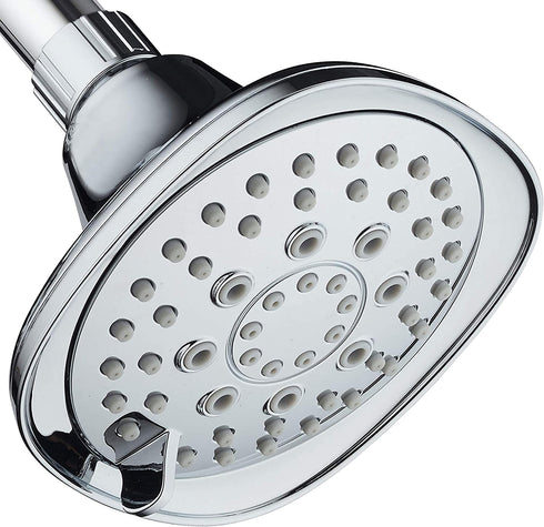 AquaDance, Chrome Hot Oval Square Style 6-setting High-Pressure Luxury Shower Head. Angle Adjustable, Solid Brass Connection Nut, Finish. Premium Quality Exclusive Showerhead from Top American