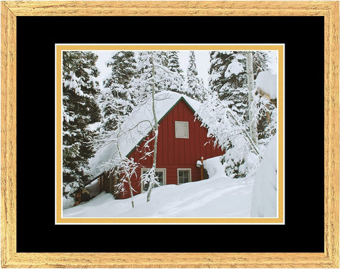 Golden State Art, 11x14 Distressed Gold Wood Frame with Black over Gold Double Mat - Displays 8x10 Photos - Real Glass, Sawtooth Hangers, Back Turn Buttons - Wall Mounting, Landscape, Portrait