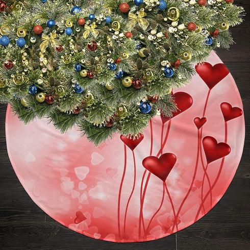 Valentines Day Heart Shape Balloon Romantic Love Christmas Tree Skirt,36 Inch Xmas Tree Skirt for Christmas Decorations Indoor Outdoor