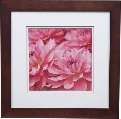 Gallery Solutions 17FW1481 Wall Mount Double Mat Picture Frame, 8" x 8" With Mat or 12" x 12" Without Mat, Walnut