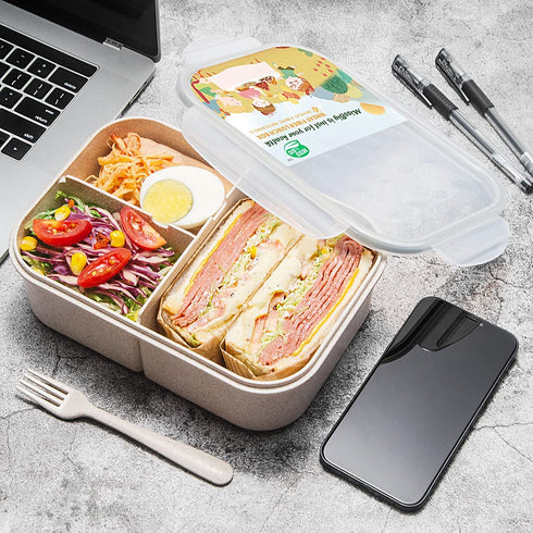 Bento Box,Bento Box Adult Lunch Box,Ideal Leak Proof Lunch Box Containers,Moms Choice Kids Lunch Box,No BPAs and No Chemical Dyes,Microwave and Dishwasher Safe Bento Lunch Box by MISS BIG (White, L)