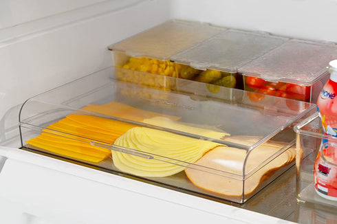 PIKANTY Fridge and Freezer Deli Keeper with Hinged Lid. Great for Meat, Cheese, Bacon, Cold Cuts and more. Made in USA
