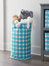 iDesign Dot Fabric Round Storage Bin, Basket Container Mini Hamper with Dual Side Handles for Closet, Bedroom, Laundry, Clothing, Toys, Nursery - Teal