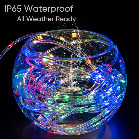 200 Led Outdoor Solar Rope Lights with Remote 72Ft 8 Modes Timing Function Waterproof Trampoline String Lights for Deck Yard Garden Party Christmas Decorations