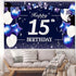Happy 15th Birthday Banner Backdrop Sign Background 15 Birthday Party Decorations Supplies for Boys Teenagers 6 x 4ft Blue Purple