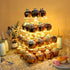 Vdomus Pastry Stand 4 Tier Acrylic Cupcake Display Stand with LED String Lights Dessert Tree Tower Pyramid for Birthday Wedding Party (Warm)