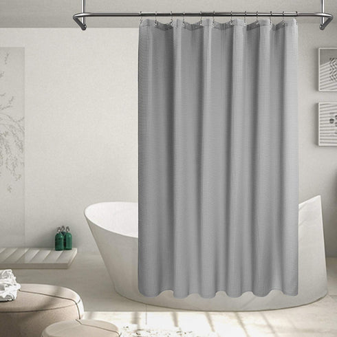 Barossa Design Extra Long Shower Curtain 84" Height - Honeycomb Waffle Weave & Cotton Blend, Hotel Luxury & Spa, Heavy Weight Fabric, Washable - Lake Wanaka Gray, 72x84