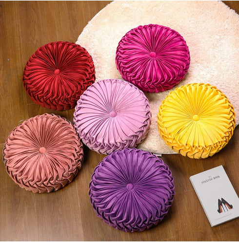 Throw Pillow for Couch Decorative 3D Pumpkin Round Velvet Cushion for Sofa Bed Chair Floor 15"X15", Brown