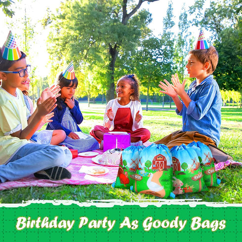 12 Packs Farm Animal Party Favor Bags Gift Bags Farm String Bags Farm Animal Birthday Party Supplies Barnyard Birthday Party Supplies Farm Party Favors for Kids Birthday Party