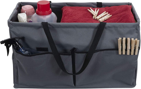 Household Essentials Grey Krush Canvas Utility Tote with Pockets | Reusable Grocery Shopping Bag, Large