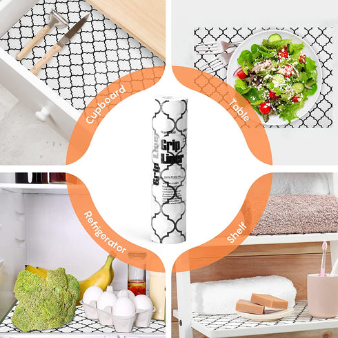 Jersow Cabinet Liner - 17.5inch x 30ft, Non Adhesive Shelf Liner Strong Grip, Non-Slip Shelf Liners for Kitchen Cabinets, Waterproof Shelf Liner for Kitchen, Drawer , Refrigerator - White