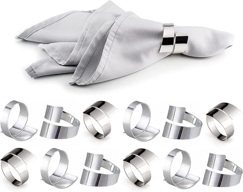 LEBEJUA Napkin Rings Set of 12 - Delicate Napkin Holder Rings for Tables - Metal Napkin Ring for Holiday & Christmas - Dinner Party & Wedding Decor - Decorative Round Napkin Rings Bulk (Silver Curl)