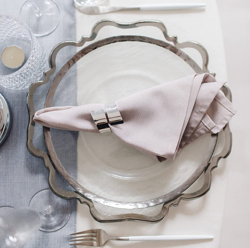 LEBEJUA Napkin Rings Set of 12 - Delicate Napkin Holder Rings for Tables - Metal Napkin Ring for Holiday & Christmas - Dinner Party & Wedding Decor - Decorative Round Napkin Rings Bulk (Silver Curl)