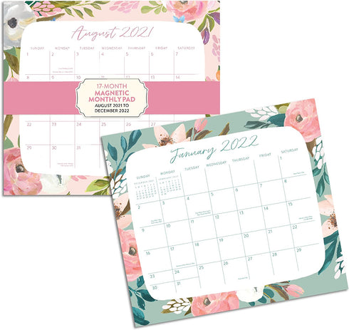 2022 Calendar, Monthly Planner Desk Pad and Magnetic Calendar for Fridge, Tear Away Desk Calendar, Bella Flora