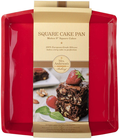 Mrs. Anderson's Baking 43636 9-Inch Square Cake Pan, Non-Stick European-Grade Silicone