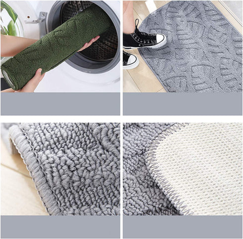 Smabee Indoor Doormat Front Door Mat 17"x28", Keeps Your Floors Clean, Half Round Entrance Mat for Outdoors Toilet Patio Kitchen Bedroom (Gray 3Pcs)