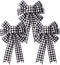 Iceyyyy Large Fall Thanksgiving Christmas Plaid Bow - 16.4x10 Inch Buffalo Plaid Check Swag Wreath Gift Bow Christmas Tree Topper Bow for Home Indoor Outdoor Ornaments (Black and White, 3)