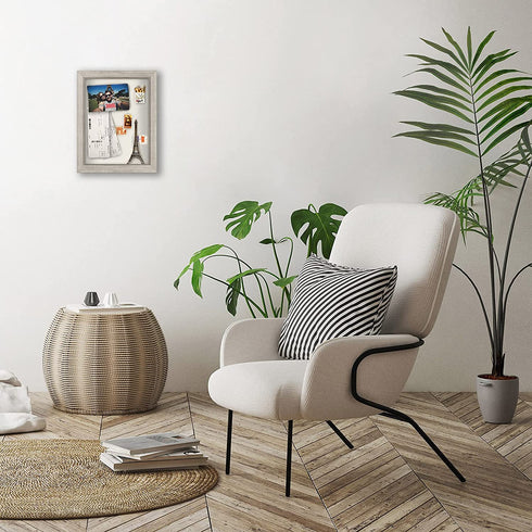 Americanflat 8.5x11 Shadow Box Frame in Drift wood with Soft Linen Back - Composite Wood with Polished Glass for Wall and Tabletop