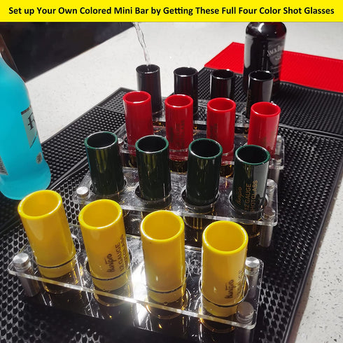 HUNTPRO 12 Gauge Shot Glass Set of 4 Green Shot Glasses with Acrylic Tray Cup Holder Gift Box Blessing Cards, Cool Funny Gift for Men