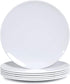 Melamine Dinner Plates - 6pcs 10inch Dinnerware Dishes Set for Indoor and Outdoor Use, Break-resistant, White