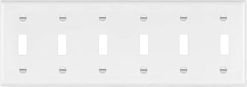 ENERLITES Toggle Light Switch Wall Plate, Gloss Finish, 6-Gang 4.50" x 11.81", Unbreakable Polycarbonate Thermoplastic, UL Listed, 8816-W, White