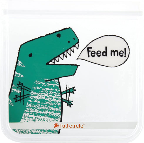 Full Circle ZipTuck Kids Reusable Plastic Food and Storage Bag, Lunch Set, Dinosaur