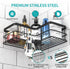 Yazoni Black Corner Shower Caddy, Adhesive Shower Organizer Corner, Bathroom Corner Shower Shelves Shampoo Holder with Hooks, Rust-proof Stainless Steel