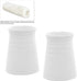MyGift 5-Inch Modern White Ceramic Decorative Vase, Ribbed Design Tabletop Centerpiece Vase Decoration, Set of 2