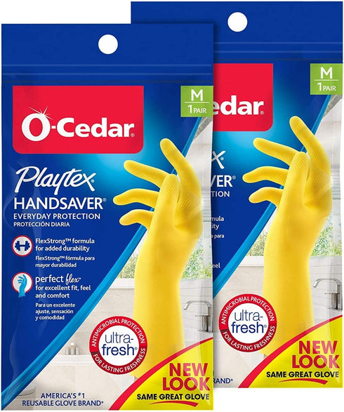 Playtex HandSaver Reuseable Rubber Cleaning Gloves (Medium, 2 Pairs), Everyday Protection Reusable Household Gloves