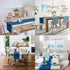 Vandarllin Blue White Table Runner, Non-Slip Dining Table Runners for Kitchen, Ombre Ocean Wave Coffee Table Runners Dresser Scarf for Living Room Garden Wedding Parties (13x90 inches Long)