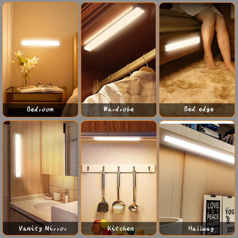 132 LED Closet Light, Under Cabinet Lighting Battery Operated Motion Sensor Cabinet Lights,Super Bright USB Rechargeable LED Night Light for Kitchen, Stairs,Wardrobe