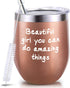 Beautiful Girl You Can Do Amazing Things Tumbler Cup Encouragement Inspirational Gift for Women Daughter Sister Friend Colleague Christmas Birthday Present,gifts for women, gifts for mom