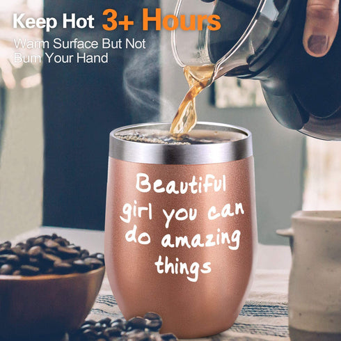 Beautiful Girl You Can Do Amazing Things Tumbler Cup Encouragement Inspirational Gift for Women Daughter Sister Friend Colleague Christmas Birthday Present,gifts for women, gifts for mom