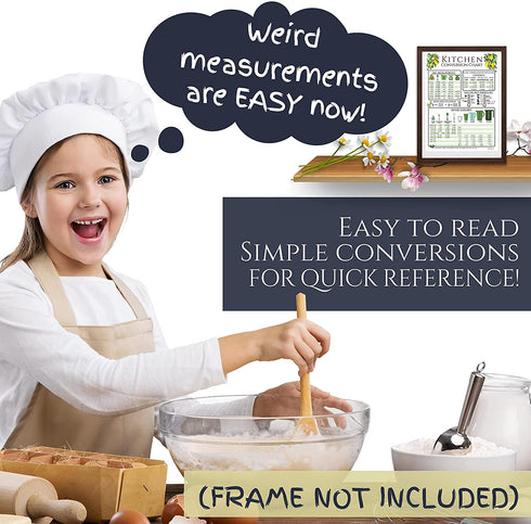 Kitchen Measurement Conversion Chart Modern Farmhouse Design | 8x6 Inch Refrigerator Magnet | Magnetic Kitchen Reference Table w/ Safe Cooking Temperature Guide - Slow Cooker, Instant Pot Cheat Sheet