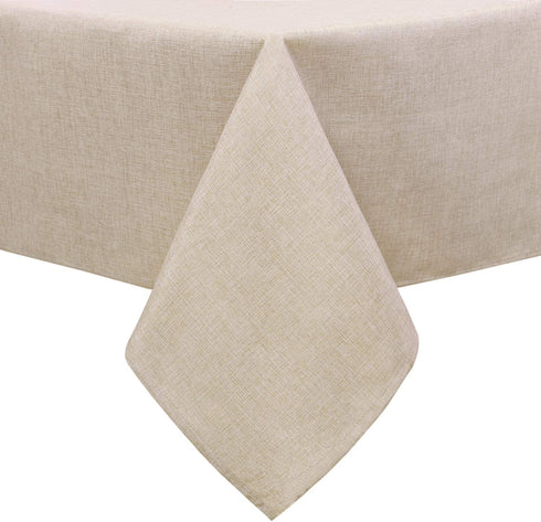 Hiasan Faux Linen Rectangle Tablecloth - Wrinkle and Stain Resistant Washable Table Cloth for Kitchen Dining Room Holiday Table Cover for Party Dinner, Beige, 54 x 108 Inch