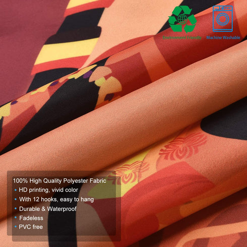 African Egyptian Women Shower Curtain with 12 Hooks, African Girl Shower Curtain Waterproof Durable Afro Lady Shower Curtain