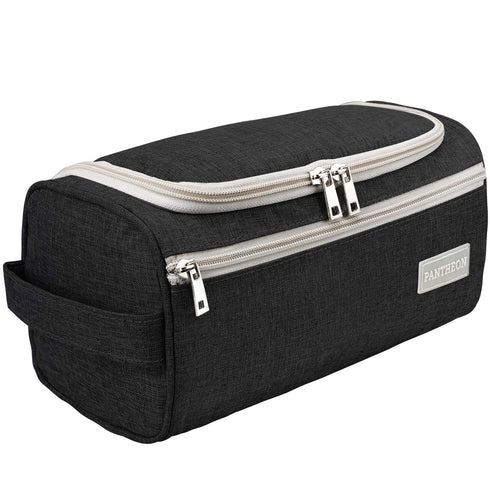 Pantheon Men's Toiletry Bag - Travel Toiletry Bag Wash Bag Hanging Dopp Kit Shaving Kit for Bathroom Shower - Mens Travel Bag Hanging Toiletry Organizer Toiletry Kit for Traveling (Black)