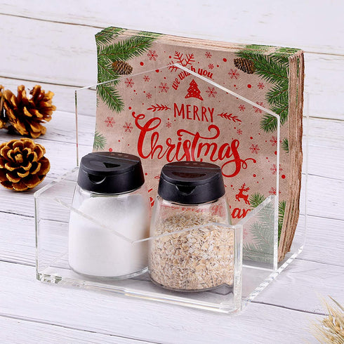 MaxGear Acrylic Napkin Holder, Upright Clear Napkin Holders, Standing Salt&Pepper Napkin Holder, Malfunction Salt Pepper Storage Holder and Napkin Caddy for Tabletop, Office, Restaurant 1 Pack