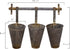 Creative Co-Op Antiqued Metal Wall Rack with 3 Hanging Tin Pots