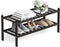 Dranixly Shoe Rack, 2-Tier Bamboo Stackable Shoe Shelf Storage Organizer, Shoe Stand for Closet, Entryway, Hallway, Bathroom and Living Room?Black?