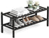 Dranixly Shoe Rack, 2-Tier Bamboo Stackable Shoe Shelf Storage Organizer, Shoe Stand for Closet, Entryway, Hallway, Bathroom and Living Room?Black?