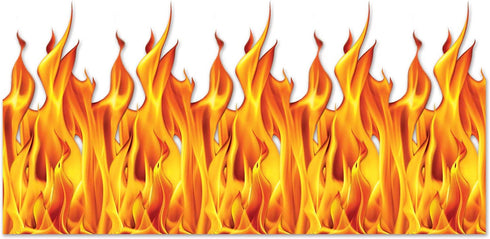 Beistle Plastic Flame Photo Backdrop Burning Fire Photography Background, 4' x 30', Yellow/Orange/Red