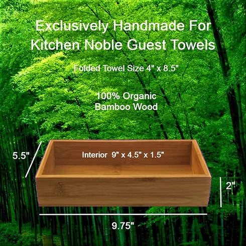 Bamboo Guest Towel Holder (9.75"x 5.50"x 2") Wooden Bathroom Napkin Tray Multipurpose Organizer & Accessory Drop Box - For Guest Bathroom, Dining Table, Kitchen Counter & Drawers