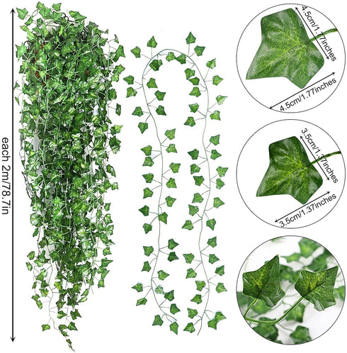 JPSOR 24pcs Fake Vines Fake Ivy Leaves Artificial Ivy, Ivy Garland Greenery Vines for Bedroom Decor Aesthetic Silk Ivy Vines for Room Wall Decor