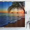 Ambesonne Hawaiian Shower Curtain, Pacific Sunrise at Lanikai Beach Hawaii Colorful Sky Wavy Ocean Surface Scene, Cloth Fabric Bathroom Decor Set with Hooks, 69" W x 70" L, Blue Brown