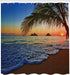 Ambesonne Hawaiian Shower Curtain, Pacific Sunrise at Lanikai Beach Hawaii Colorful Sky Wavy Ocean Surface Scene, Cloth Fabric Bathroom Decor Set with Hooks, 69" W x 70" L, Blue Brown