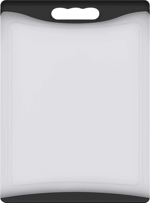 Extra Large Cutting Board, 14" Plastic Cutting Board for Kitchen Dishwasher Chopping Board with Juice Grooves Kitchen Cutting Board with Easy Grip Handle, Clear and Black,L, Kikcoin