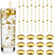 Artificial Pearl String for Floating Candles,12 Unscented Floating Candles for Centerpiece,33 Feet Faux Pearl Filler Vase Filling for Wedding Dinning Table Holiday Party Pool Christmas Decor (Gold)